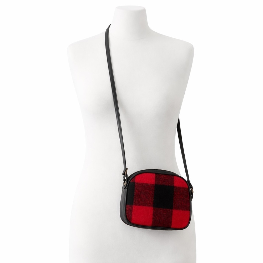 Black Red Buffalo Check‎ Plaid Crossbody Purse Cozy Cabin Style Bag
